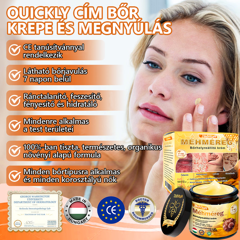 🧑‍⚕️Bőrgyógyász ajánlása 🐝 ZödVita® Méhmérges Regeneráló Krém 🔥 Ráncok, pigmentfoltok és megereszkedett bőr ellen – 50 ml🔥