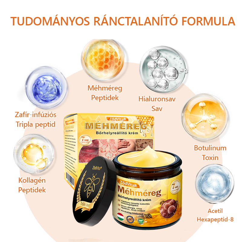 🧑‍⚕️Bőrgyógyász ajánlása 🐝 ZödVita® Méhmérges Regeneráló Krém 🔥 Ráncok, pigmentfoltok és megereszkedett bőr ellen – 50 ml🔥