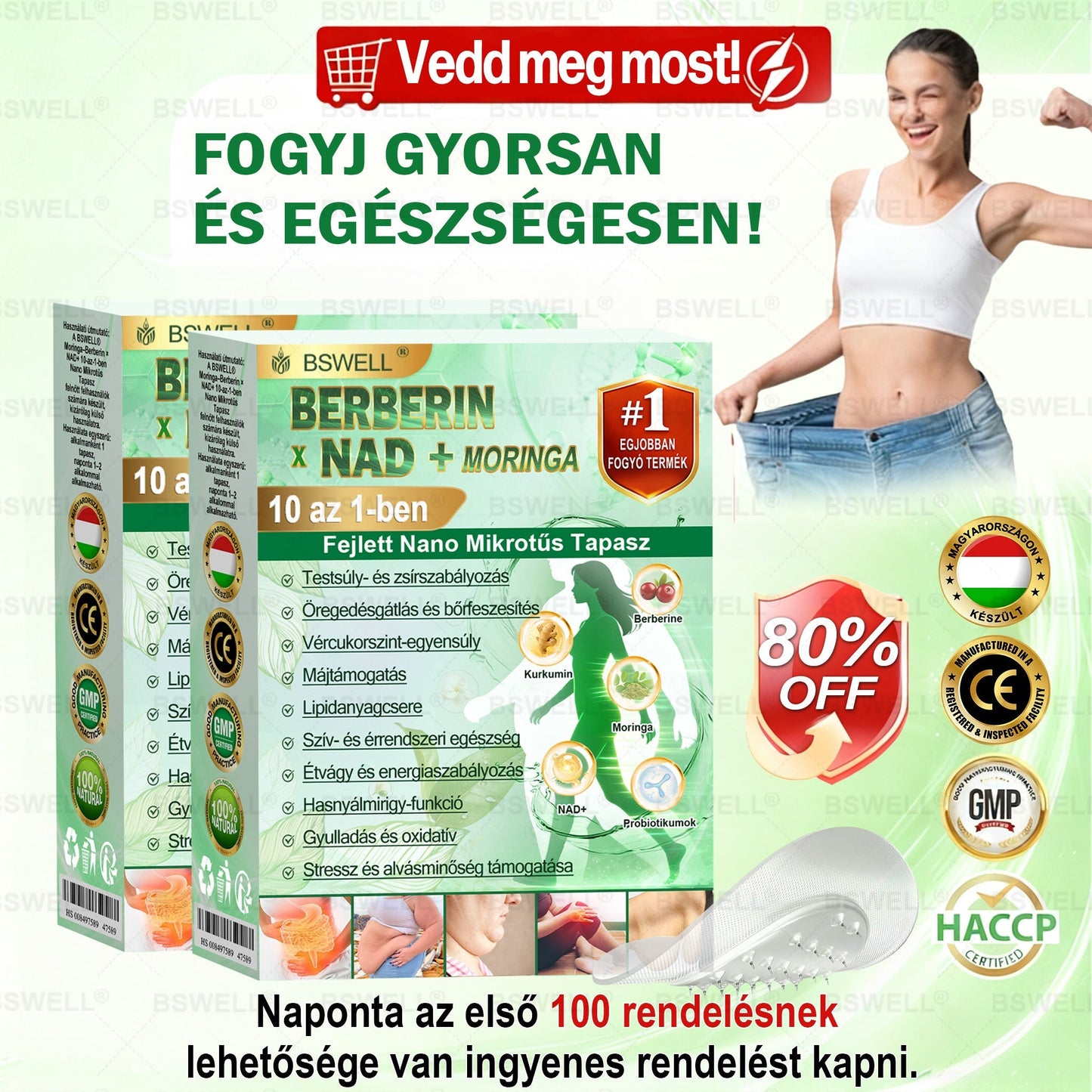 🍃BSWELL® Nano mikrotűs karcsúsító tapasz (Naponta egyszer már 28 napon belül látható változások láthatók) Alkalmas: elhízás kezelésére, szív- és érrendszeri egészségre, cukorbetegség kezelésére, alvási apnoéra és bélrendszeri problémákr🍃🍃