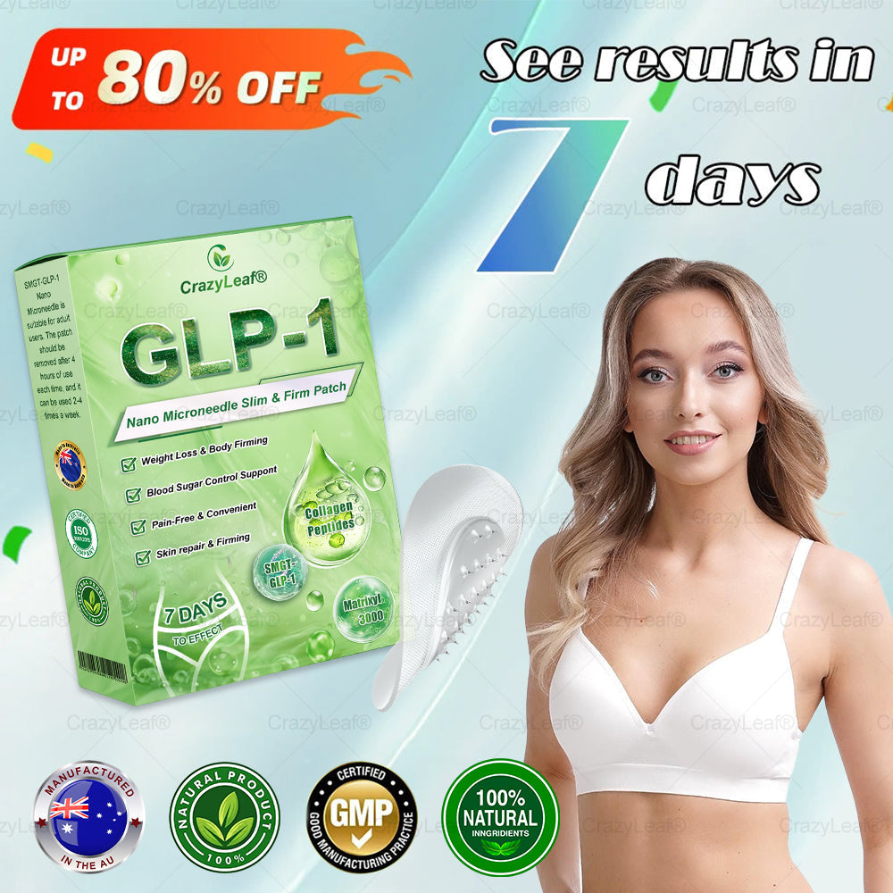 🎁AU Clinically Proven|Official Store | CrazyLeaf® SMGT-GLP-1 Nano Microneedle Patch with Collagen & Matrixyl 3000 丨Targets Obesity, Loose Skin, High Blood Pressure, Diabetes, Fatty Liver, Joint Pain, Brain Fog, Low Energy, Body Aches, and More
