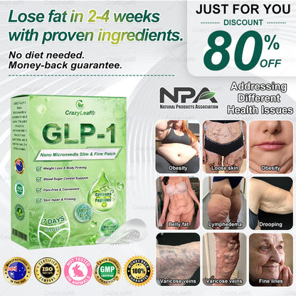 🎁AU Clinically Proven|Official Store | CrazyLeaf® SMGT-GLP-1 Nano Microneedle Patch with Collagen & Matrixyl 3000 丨Targets Obesity, Loose Skin, High Blood Pressure, Diabetes, Fatty Liver, Joint Pain, Brain Fog, Low Energy, Body Aches, and More