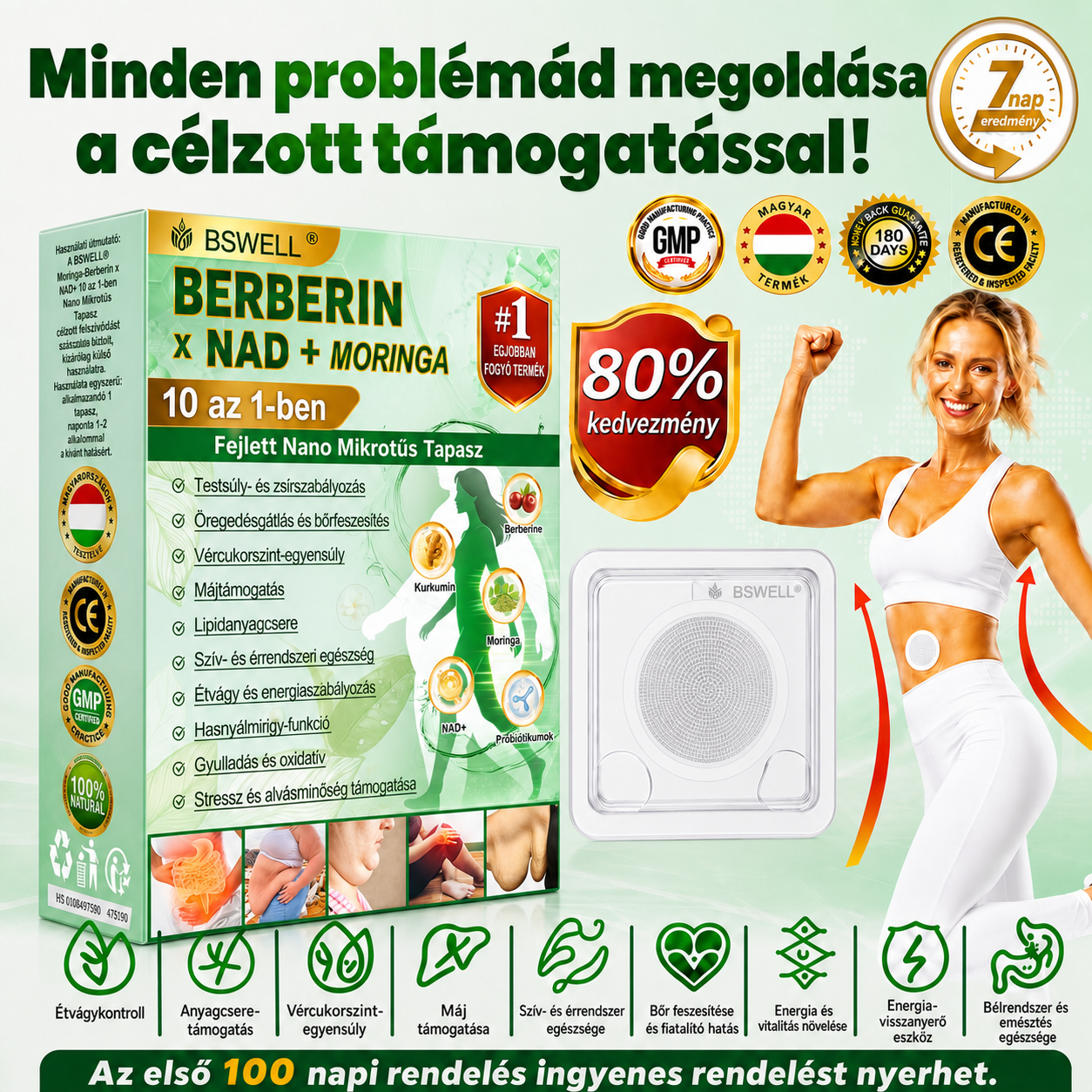 🍃BSWELL® Nano mikrotűs karcsúsító tapasz (Naponta egyszer már 28 napon belül látható változások láthatók) Alkalmas: elhízás kezelésére, szív- és érrendszeri egészségre, cukorbetegség kezelésére, alvási apnoéra és bélrendszeri problémákr🍃🍃